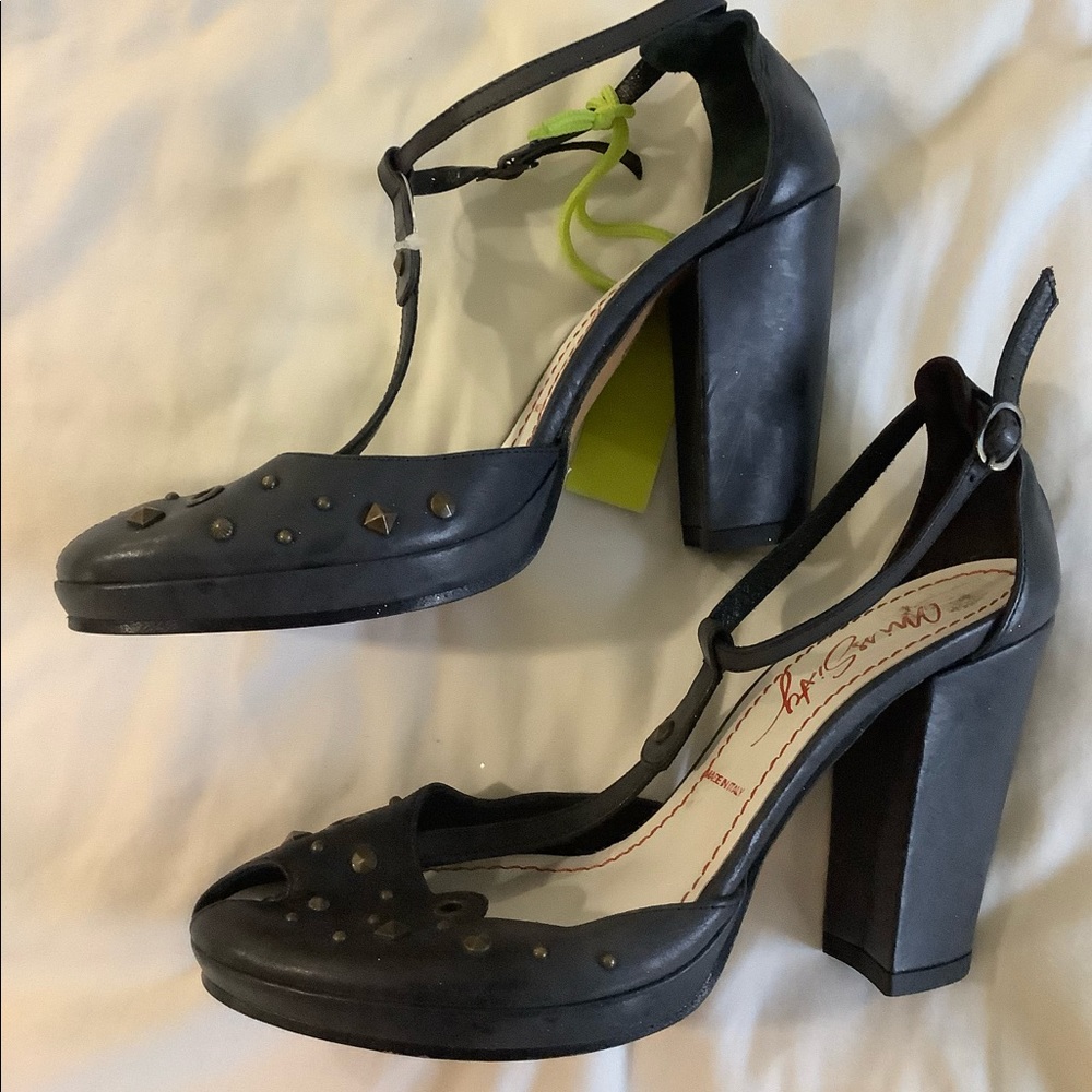 Miss sixty new leather block heel t strap chunky Mary Jane